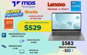 LAPTOP LENOVO IDEAPAD 3-15IAU7 INTEL CORE I5-1235U