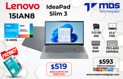 LAPTOP LENOVO SLIM 3 15 IAN8
